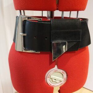 Vintage Doppia Vita Black Leather Belt Made in Italy